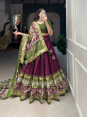 MITRABIZ Floral Print Semi Stitched Lehenga Choli(Multicolor)