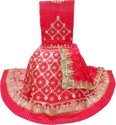 MANTUSHTI Embroidered Semi Stitched Rajasthani Poshak(Pink)