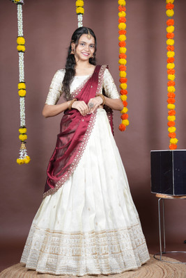 Payu Embroidered Semi Stitched Lehenga Choli(Maroon)