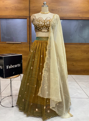 Payu Self Design Semi Stitched Lehenga Choli(Orange)