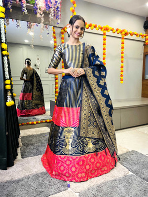 SHREE CREATION Self Design Semi Stitched Lehenga Choli(Pink)