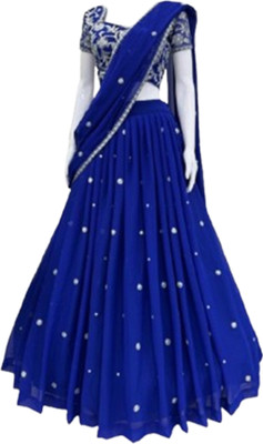 EMBOIRDERYFAB Embroidered Semi Stitched Lehenga Choli(Blue)