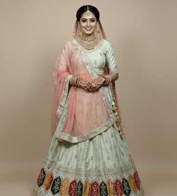 shreeradhaa Solid, Self Design, Colorblock Stitched Rajasthani Poshak(Multicolor)