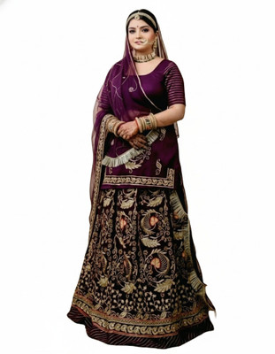 SHREE AMBEY TRADING Embroidered Semi Stitched Rajputi Poshak(Maroon)