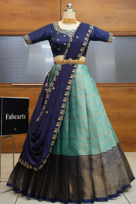 Sonu Creation Self Design Semi Stitched Lehenga Choli(Blue)