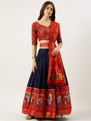 MR Y Self Design Semi Stitched Lehenga Choli(Dark Blue)