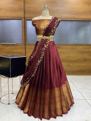 MR Y Self Design Semi Stitched Lehenga Choli(Maroon)