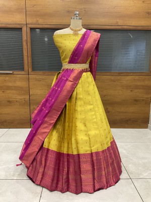 SHREE CREATION Self Design Semi Stitched Lehenga Choli(Yellow)