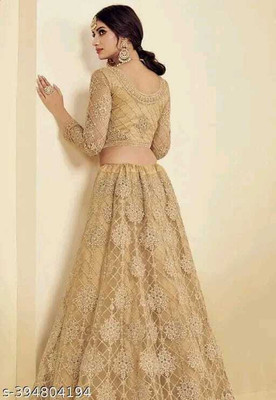 AADITASYA Embroidered Semi Stitched Lehenga Choli(Gold)