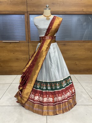 MR Y Self Design Semi Stitched Lehenga Choli(White)