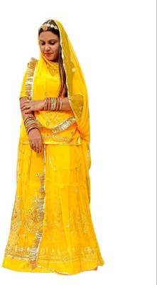 Man Fashion Embroidered Semi Stitched Rajasthani Poshak(Yellow)