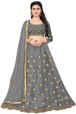 BIPIN ENTERPRISE Embroidered Semi Stitched Lehenga Choli(Grey)