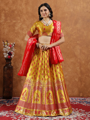SWAMI STUDIO Printed Semi Stitched Lehenga Choli(Yellow)