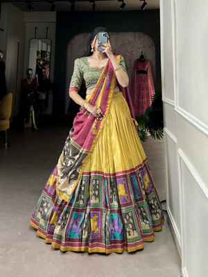 Zinsy Creation Printed Semi Stitched Lehenga Choli(Yellow)