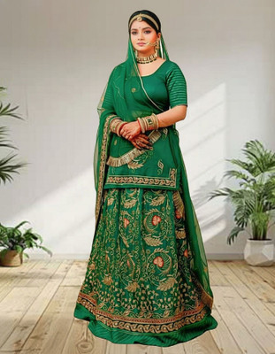 SHREE AMBEY TRADING Embroidered Semi Stitched Rajasthani Poshak(Green)