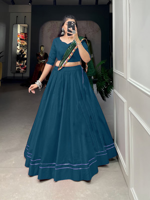 AAYUSHYAM ENTERPRISE Self Design Semi Stitched Lehenga Choli(Light Blue)