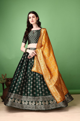 SWAMI STUDIO Self Design Semi Stitched Lehenga Choli(Green)