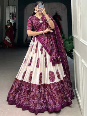 JENIJENI BIZ Self Design Semi Stitched Lehenga Choli(Purple)