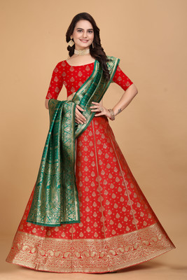 LCHHFEZZFEFMGBNC Self Design Semi Stitched Lehenga Choli(Red)