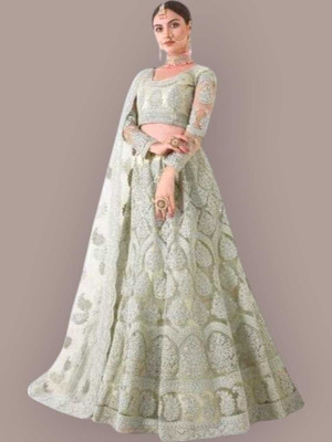 Beautypiee Embroidered Semi Stitched Lehenga Choli(Multicolor)