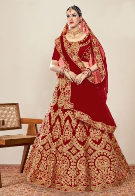 Kedar Fab Embroidered Semi Stitched Lehenga Choli(Maroon)