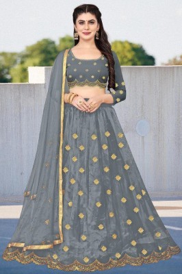 BIPIN ENTERPRISE Embroidered Semi Stitched Lehenga Choli(Grey)