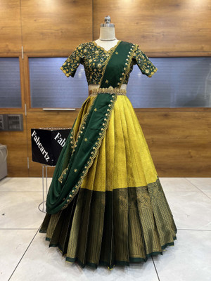 SHREE CREATION Self Design Semi Stitched Lehenga Choli(Yellow)
