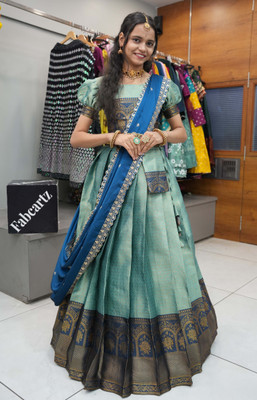 SHREE CREATION Self Design Semi Stitched Lehenga Choli(Blue)
