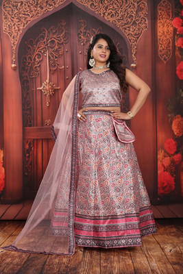 PickALook Embroidered Stitched Lehenga Choli(Multicolor)