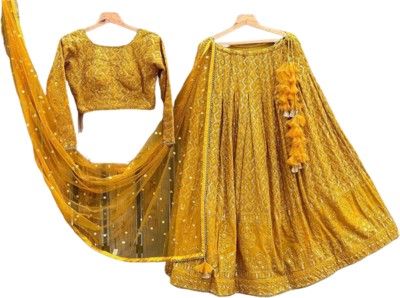 IYALAFAB Self Design Semi Stitched Lehenga Choli(Yellow)