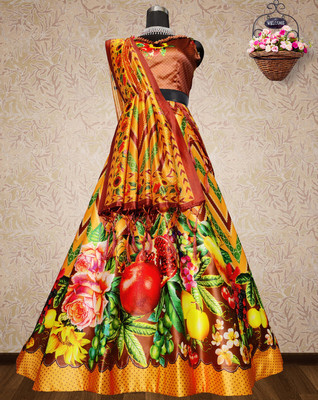 SEIKETSU Digital Print Semi Stitched Lehenga Choli(Multicolor)