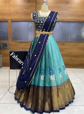 Sonu Creation Self Design Semi Stitched Lehenga Choli(Blue)