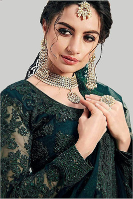 HOUSE OF COMMON Embroidered Semi Stitched Lehenga Choli(Blue)