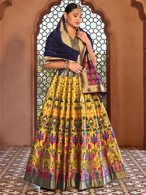 PURVAJA Self Design Semi Stitched Lehenga Choli(Yellow)