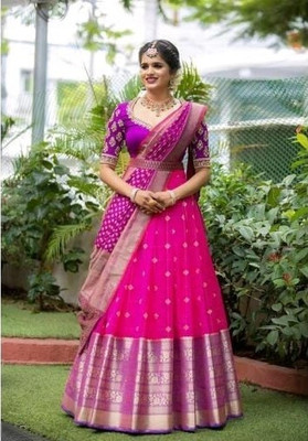 Harshiv Textile Self Design Semi Stitched Lehenga Choli(Multicolor)