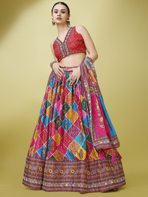 PURVAJA Embellished Semi Stitched Lehenga Choli(Multicolor)