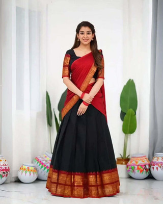 VADTALWALA Solid Semi Stitched Lehenga Choli(Maroon)