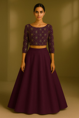 lazyandcrazy shop Self Design Semi Stitched Lehenga Choli(Purple)