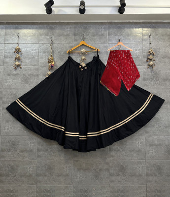 RTWOSTOR Self Design Semi Stitched Lehenga Choli(Black)