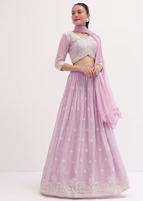 HOUSE OF COMMON Embroidered Semi Stitched Lehenga Choli(Purple)