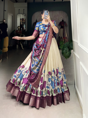 Lord Martin Printed Semi Stitched Lehenga Choli(Multicolor)