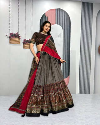 MITRABIZ Printed Semi Stitched Lehenga Choli(Multicolor)