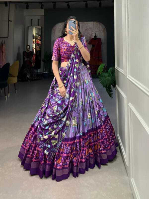 JENIJENI BIZ Self Design Semi Stitched Lehenga Choli(Purple)