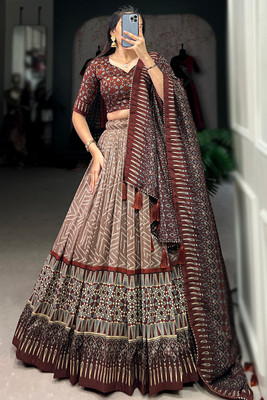 JANVI CREATION Printed Semi Stitched Lehenga Choli(Multicolor)