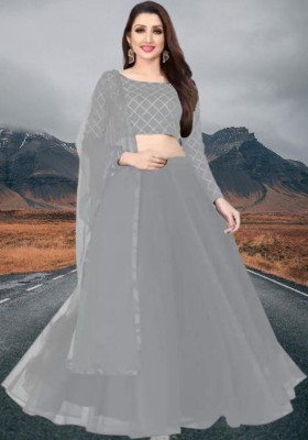 BIPIN FASHION Anarkali Gown(Grey)