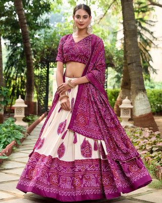 vibeforcehub Self Design Semi Stitched Lehenga Choli(Multicolor)