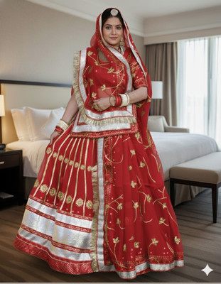 SHRIHARI BUSINESS Embroidered Semi Stitched Rajputi Poshak(Red)