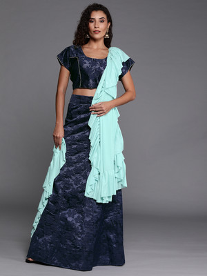 Sangria Self Design Semi Stitched Lehenga Choli(Blue)