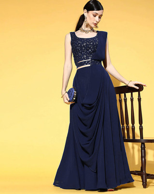 MAABHAVANI CREATION Solid Semi Stitched Lehenga Choli(Dark Blue)