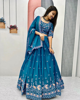 RUPAL CREATION Embroidered Semi Stitched Lehenga Choli(Blue)